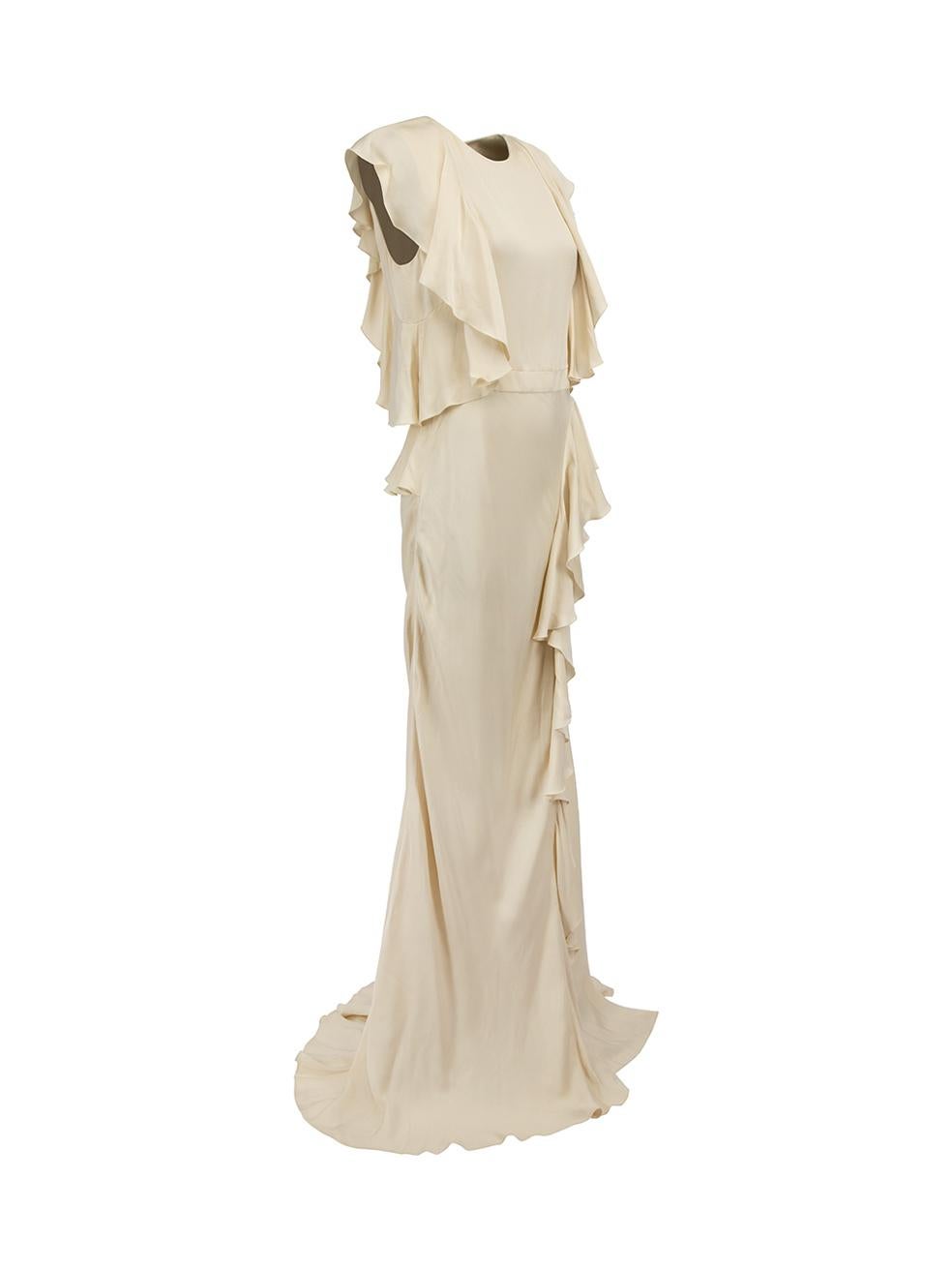 CONDITION is Never worn, with tags. No visible wear to gown is evident on this new Alexander McQueen designer resale item. 



Details


Cream

Viscose

Maxi gown

Round neckline

Asymmetric ruffles accent

Back zip closure with hook and eye

Fully