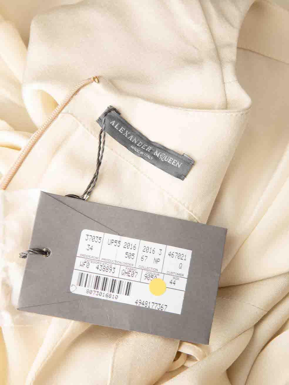 Women's Alexander McQueen Cream Asymmetric Ruffle Accent Slit Evening Gown Size L