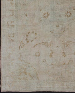 Vintage Turkish Oushak Rug in Washed Sand and Pale Celadon 6'2" X 8'4"