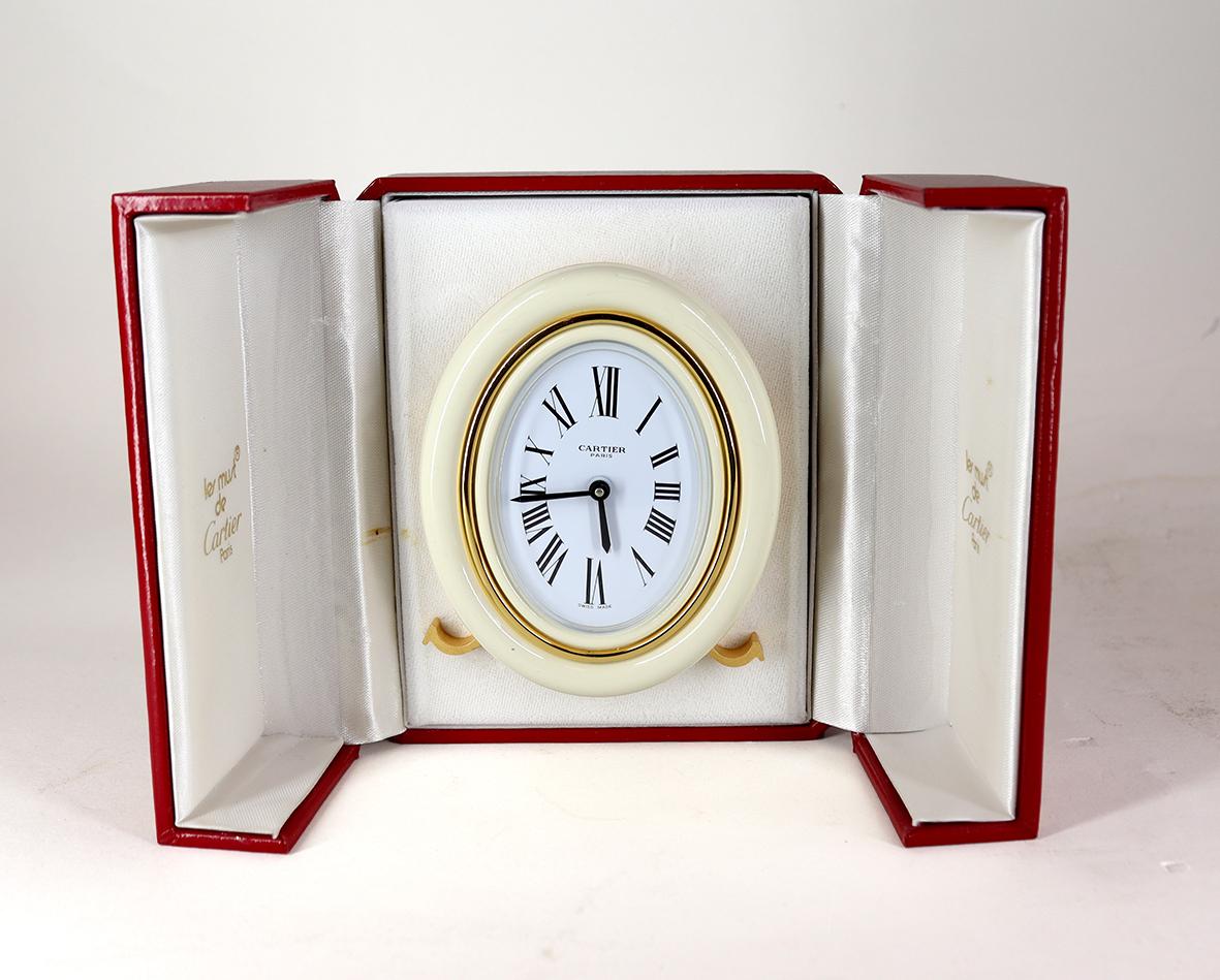 Enamel Cream Baignoire Cartier Alarm Clock