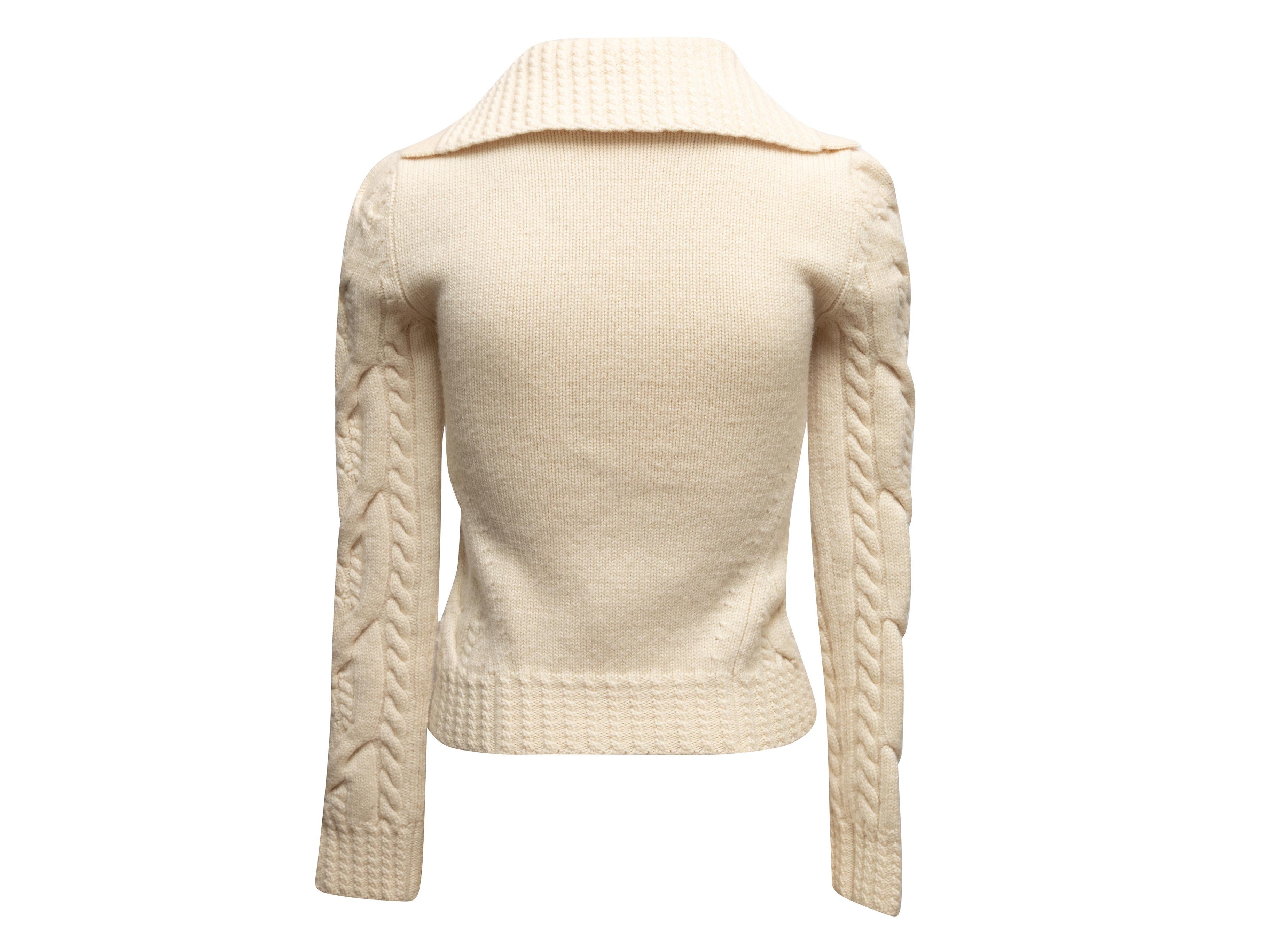 Beige Cream Balenciaga Cable Knit Sweater Size FR 36 For Sale