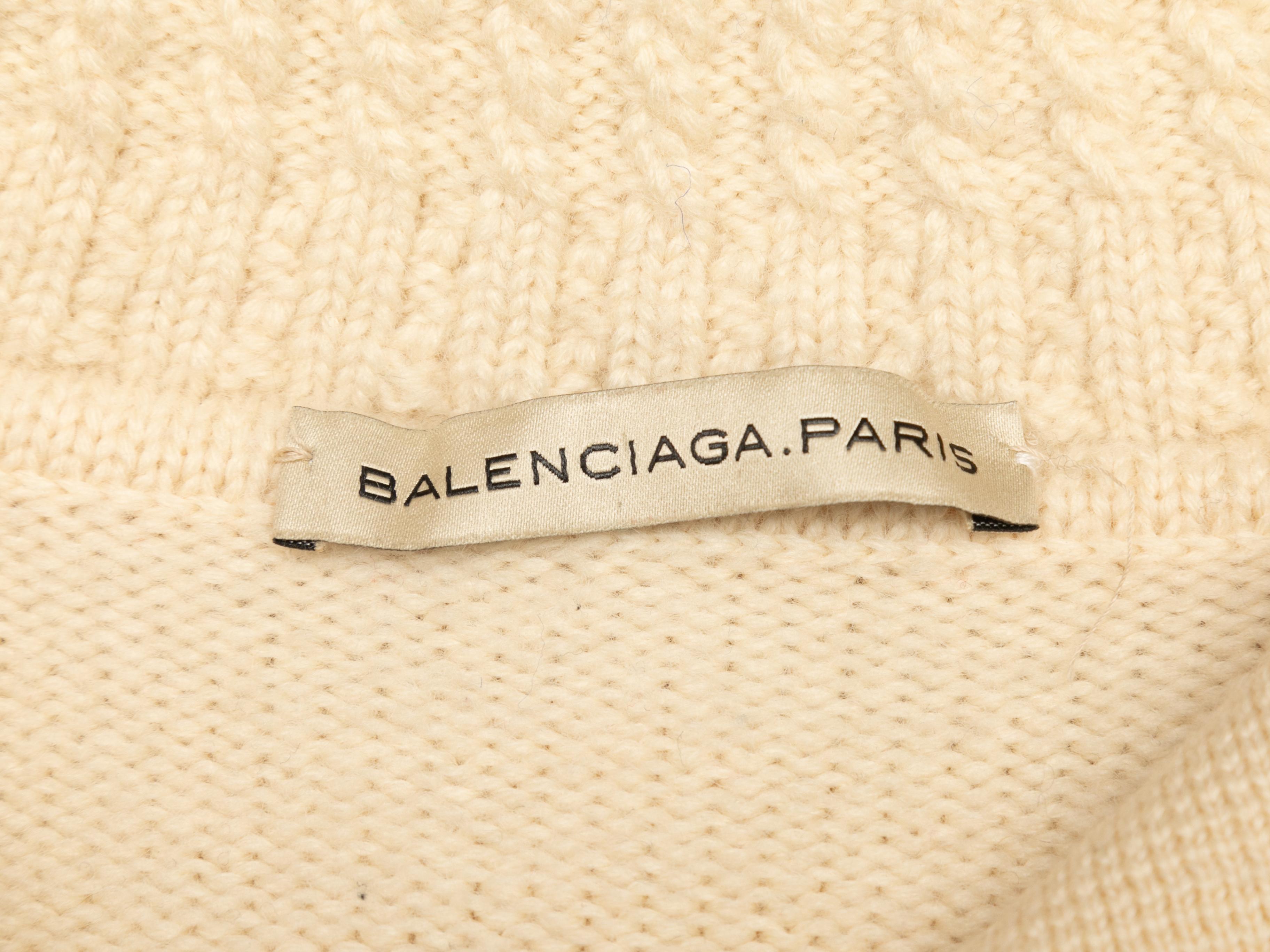 Cream Balenciaga Cable Knit Sweater Size FR 36 In Good Condition For Sale In New York, NY
