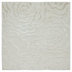 Cream Beige Abstract Floral Design "Ivory Bloom" by Doris Leslie Blau