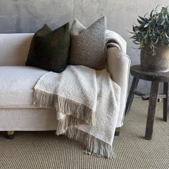 Cream Belgian Linen and Wool Throw - XL