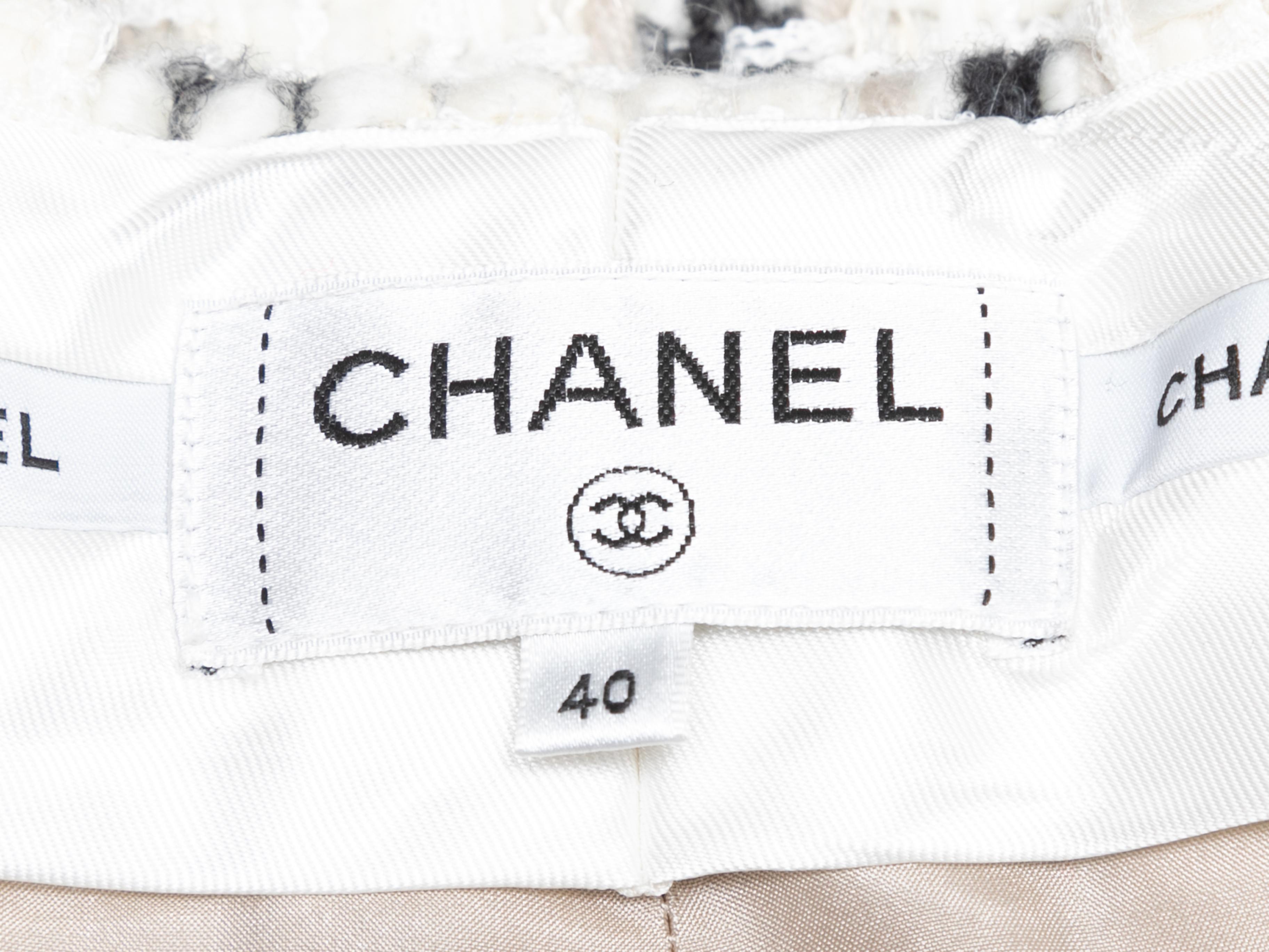 Cream & Black Chanel Wool-Blend Tweed Trousers 1