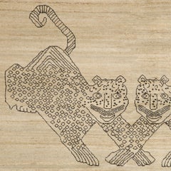 Modern Persian Animal Rug, Neutral Wool and Silk, Orley Shabahang 8’ x 10’