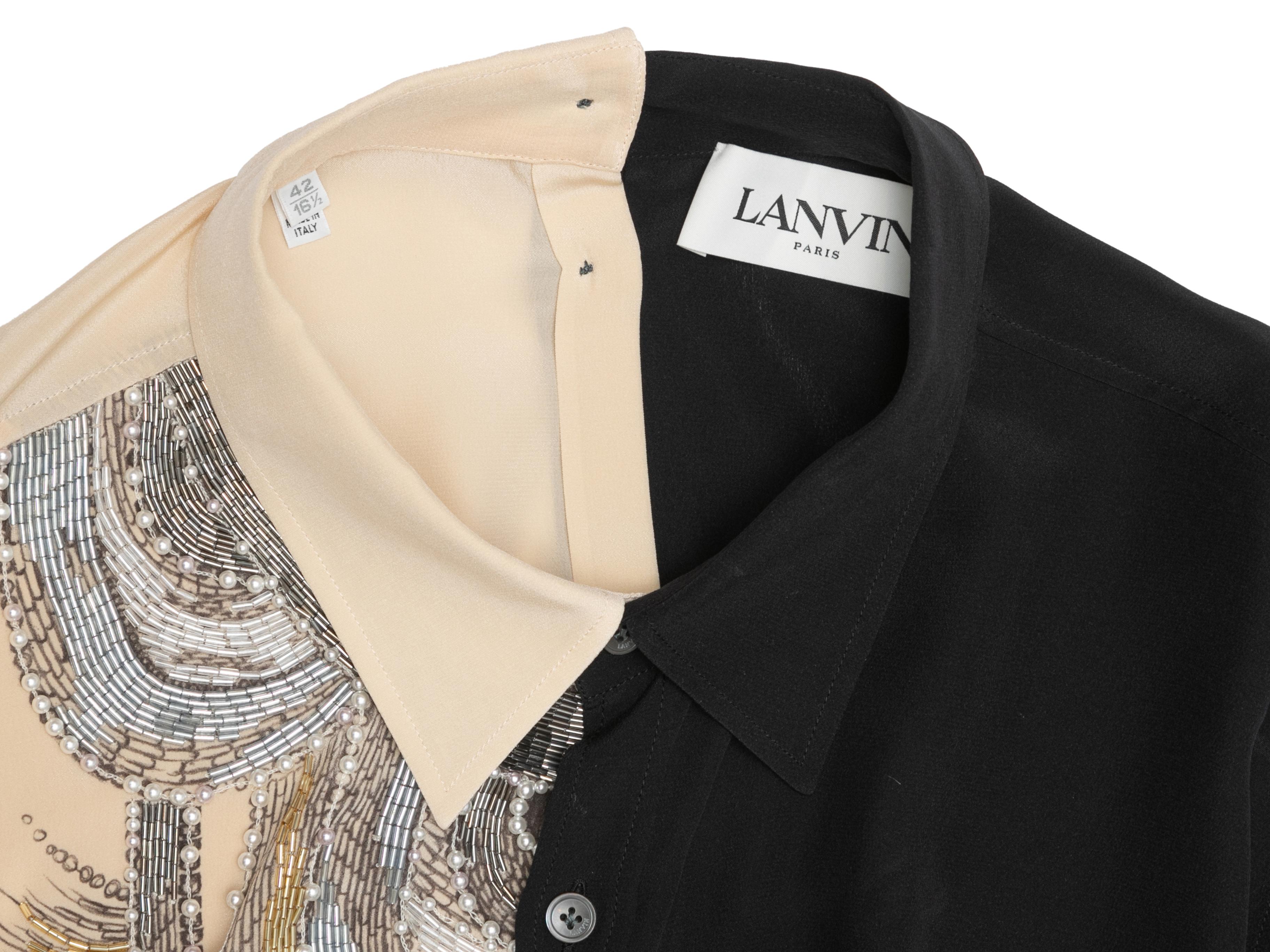 Cream & Black Lanvin Fall/Winter 2022 Embellished Silk Top 3