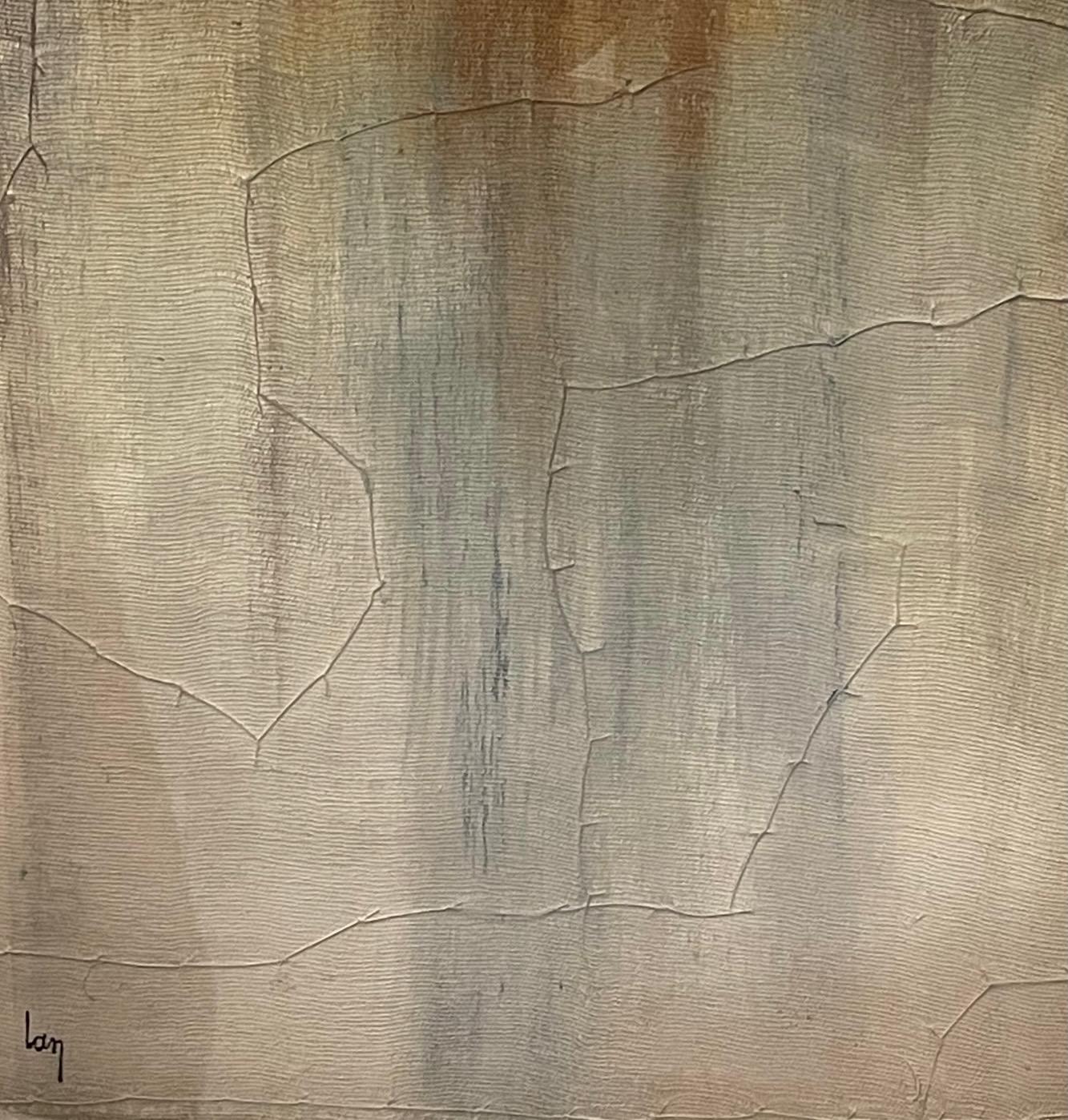 Contemporary Belgian artist Diane Petry creates her own three layer canvas using pima cotton, gauze and fine paper.
Raw edges and applied threads add texture and dimension.
Colors are cream, blue and rust.
All artwork can be commissioned for any