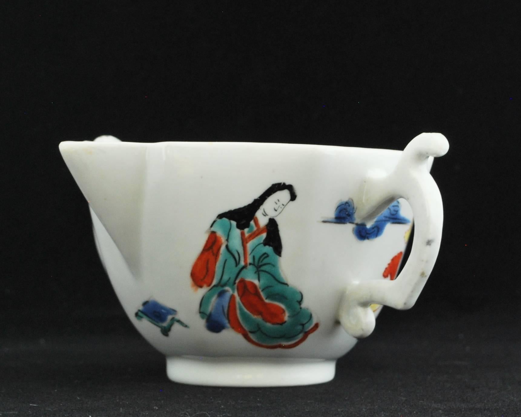 Japonisme Imari Pattern double-handled boat, Lady in a Pavillion pattern. Chelsea C1750 For Sale