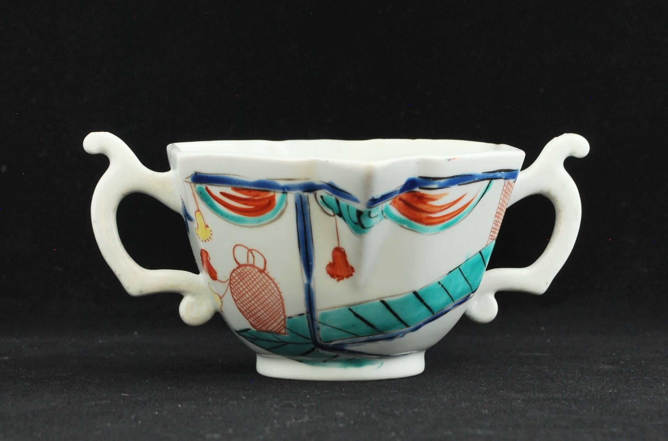 English Imari Pattern double-handled boat, Lady in a Pavillion pattern. Chelsea C1750 For Sale