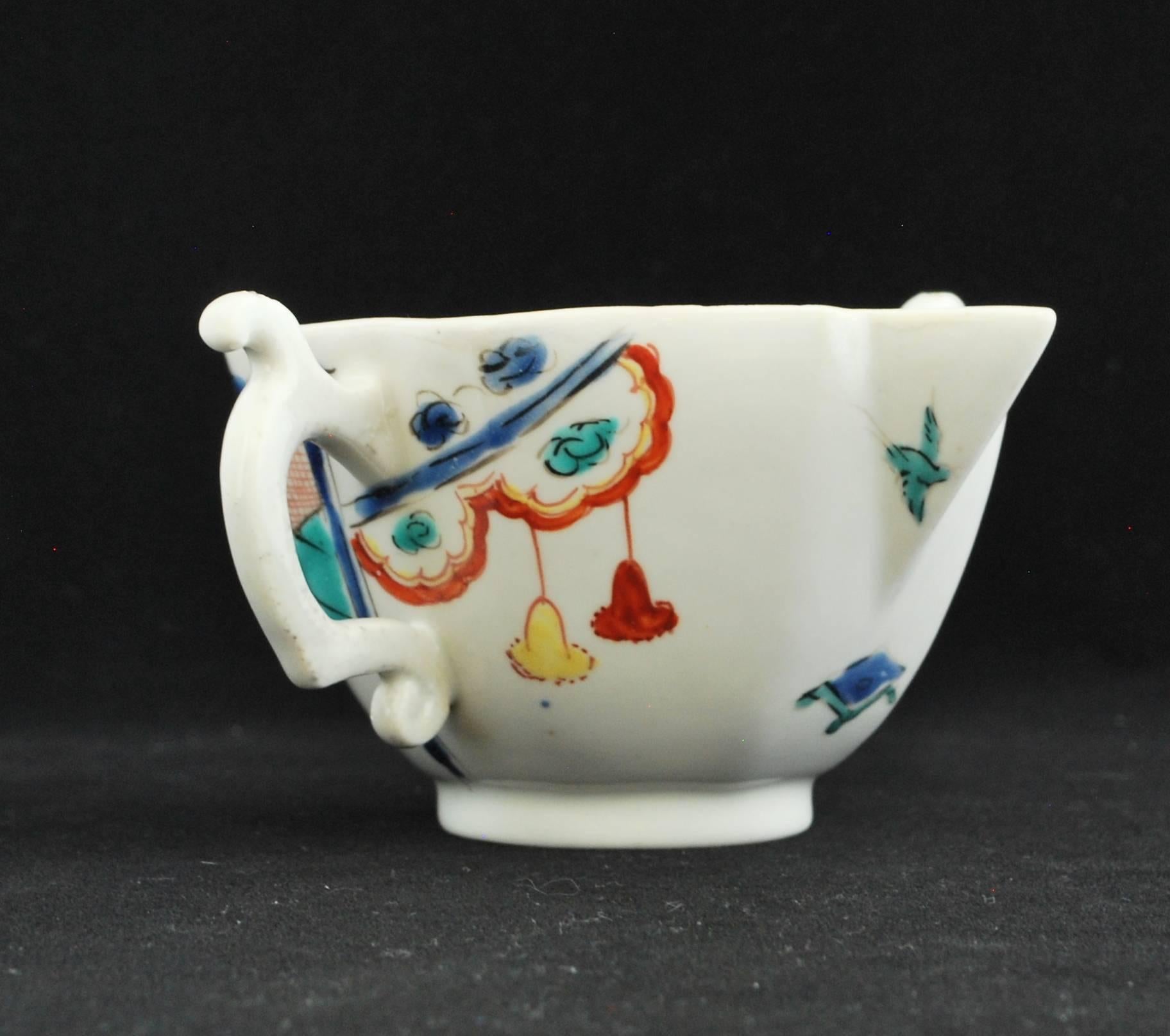 18th Century Imari Pattern double-handled boat, Lady in a Pavillion pattern. Chelsea C1750 For Sale