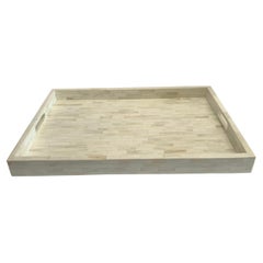Cream Bone Extra Large Tray With Handles, India, Contemporary