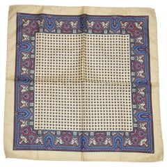 Cream Borders With Miniature Palseys Center Men's Silk Handkerchief