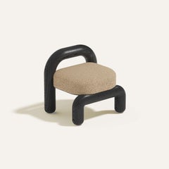 Cream Boucle Black Oak Lithic Lounge Chair by Maha Alavi Studio