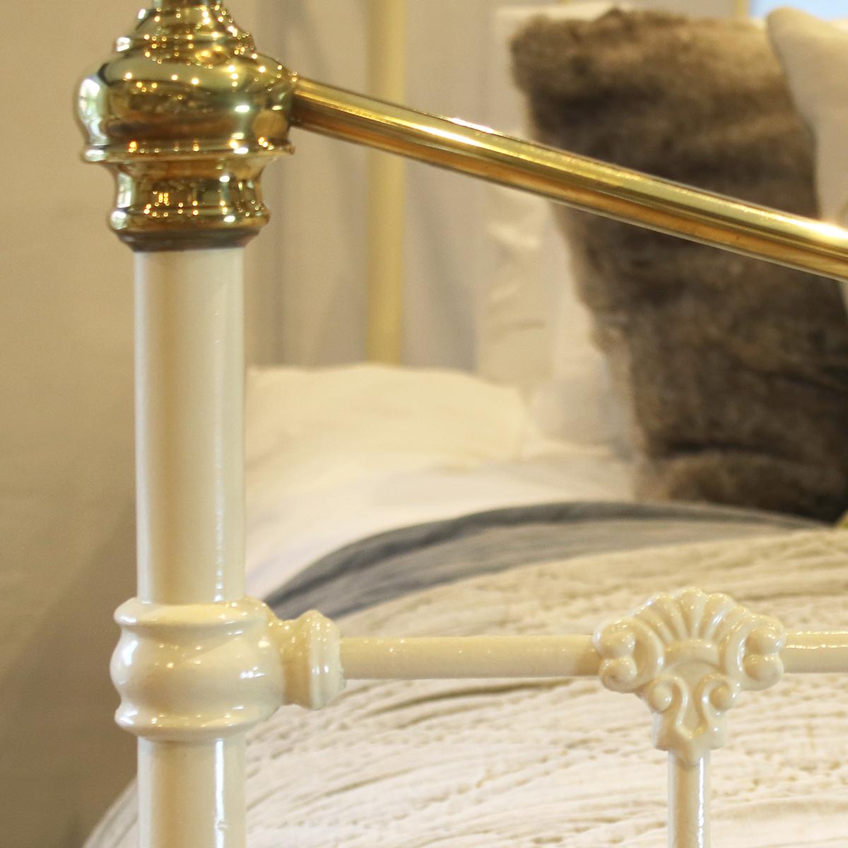 cream and brass bed frame