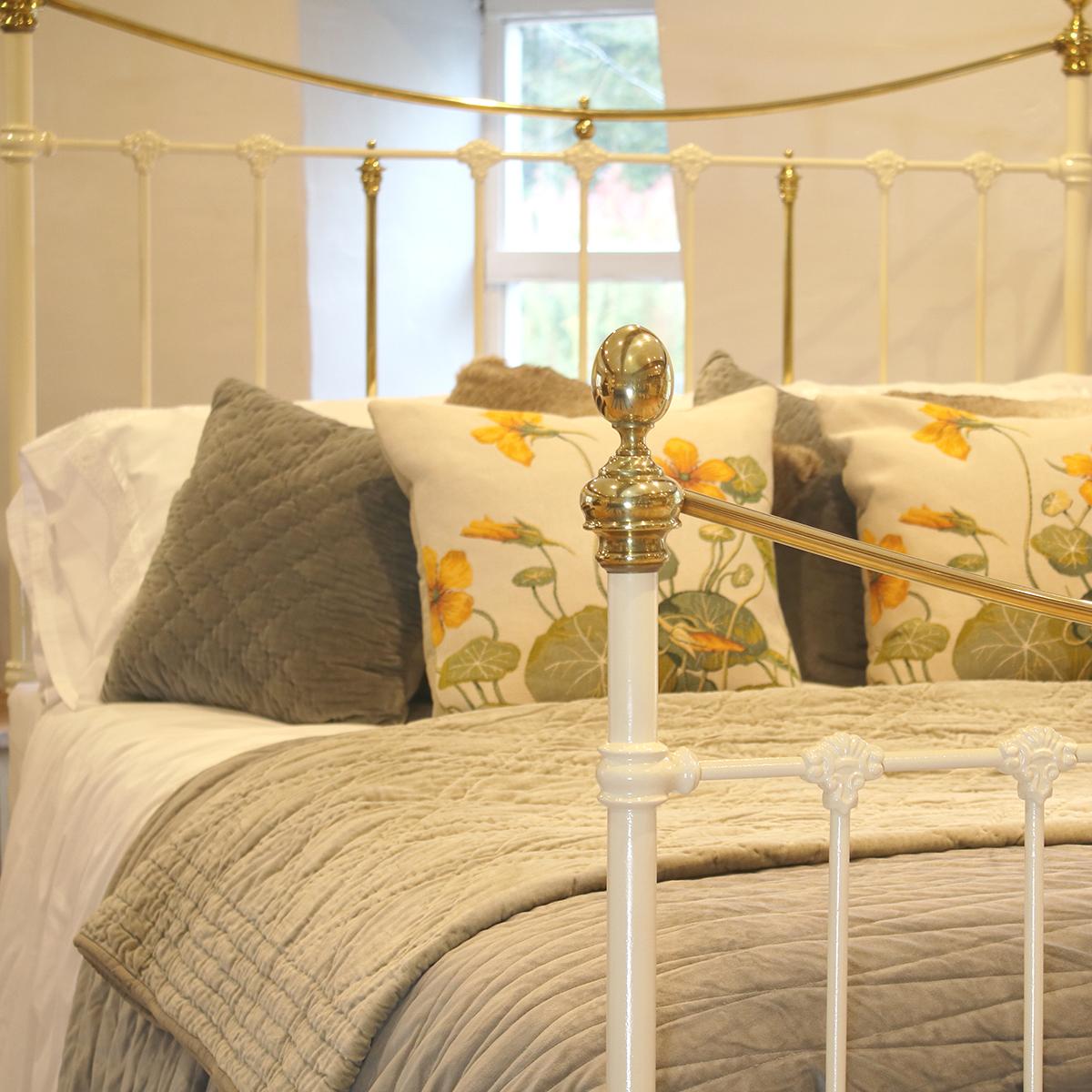 Late Victorian Cream Brass and Iron Bed, MK202