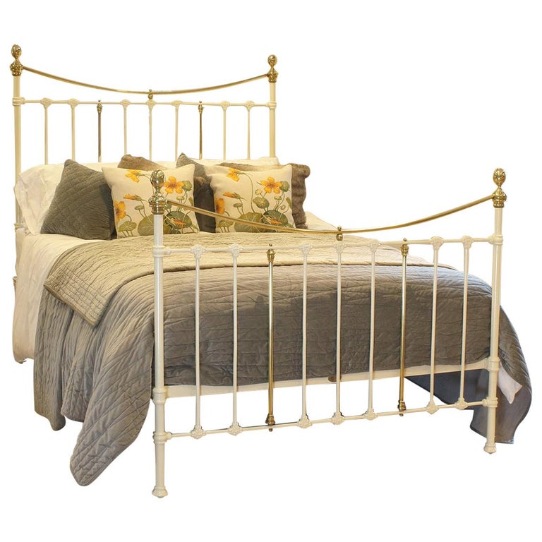 Cream Brass and Iron Bed, MK202 at 1stDibs cream iron bed, cream and