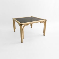 Beistelltisch aus cremefarbenem Messing und Kunstbambus, Italien, Exotisch, Mid-Century, 1970er Jahre, Vintage