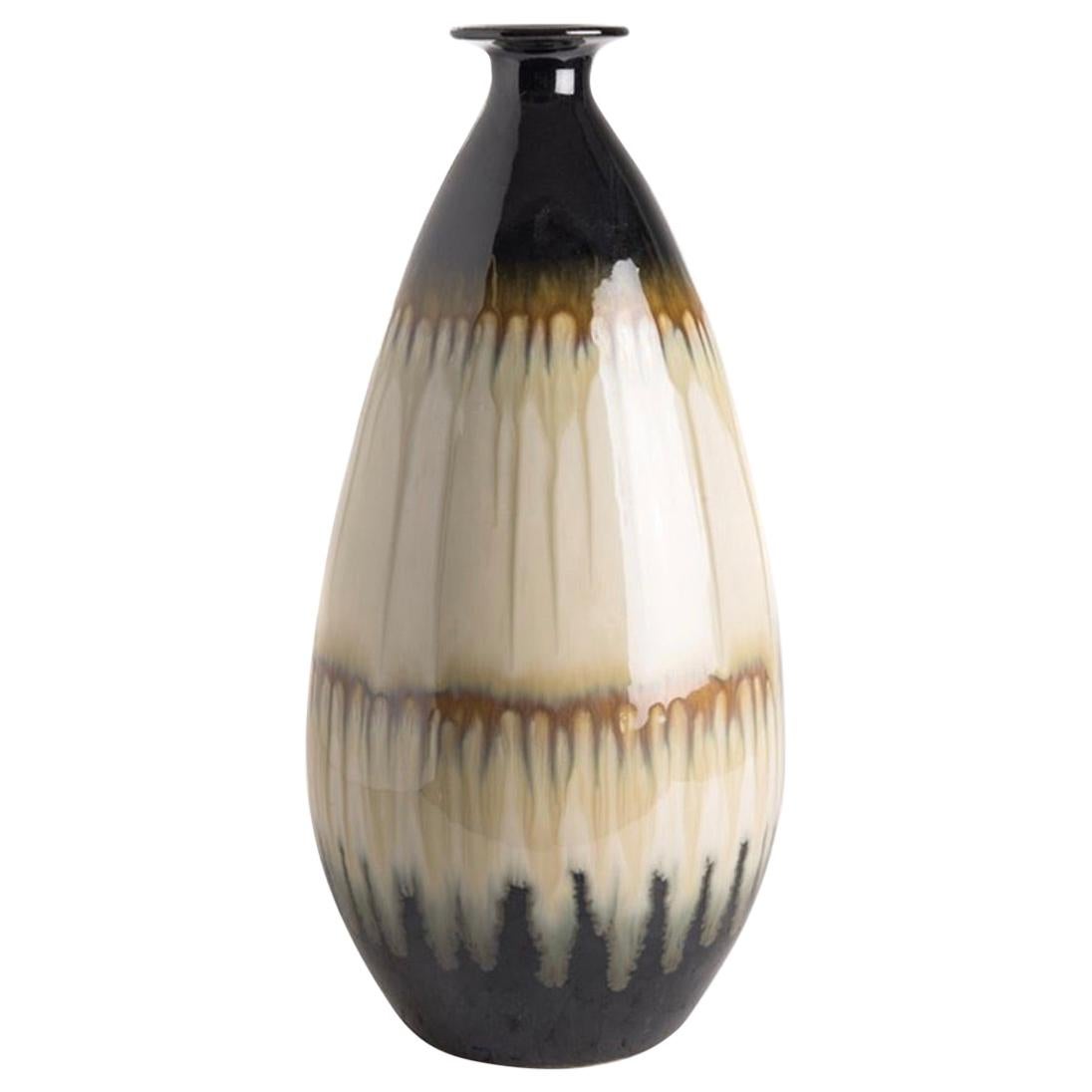 Cream, Brown, Black Drip Glaze Vase, China, Contemporary