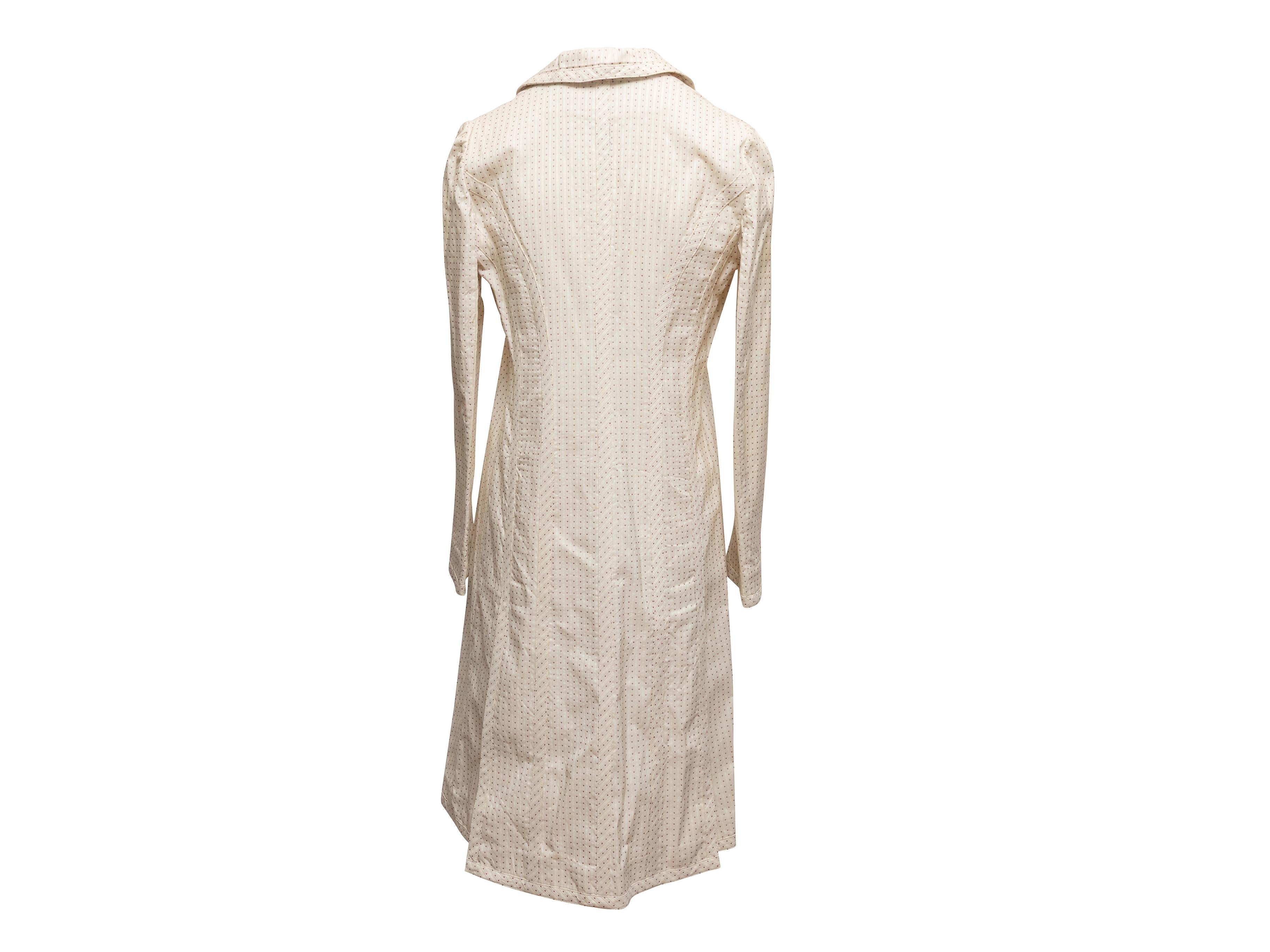 Blanc Cream & Brown Marni Dotted Trench Coat Size IT 42 en vente