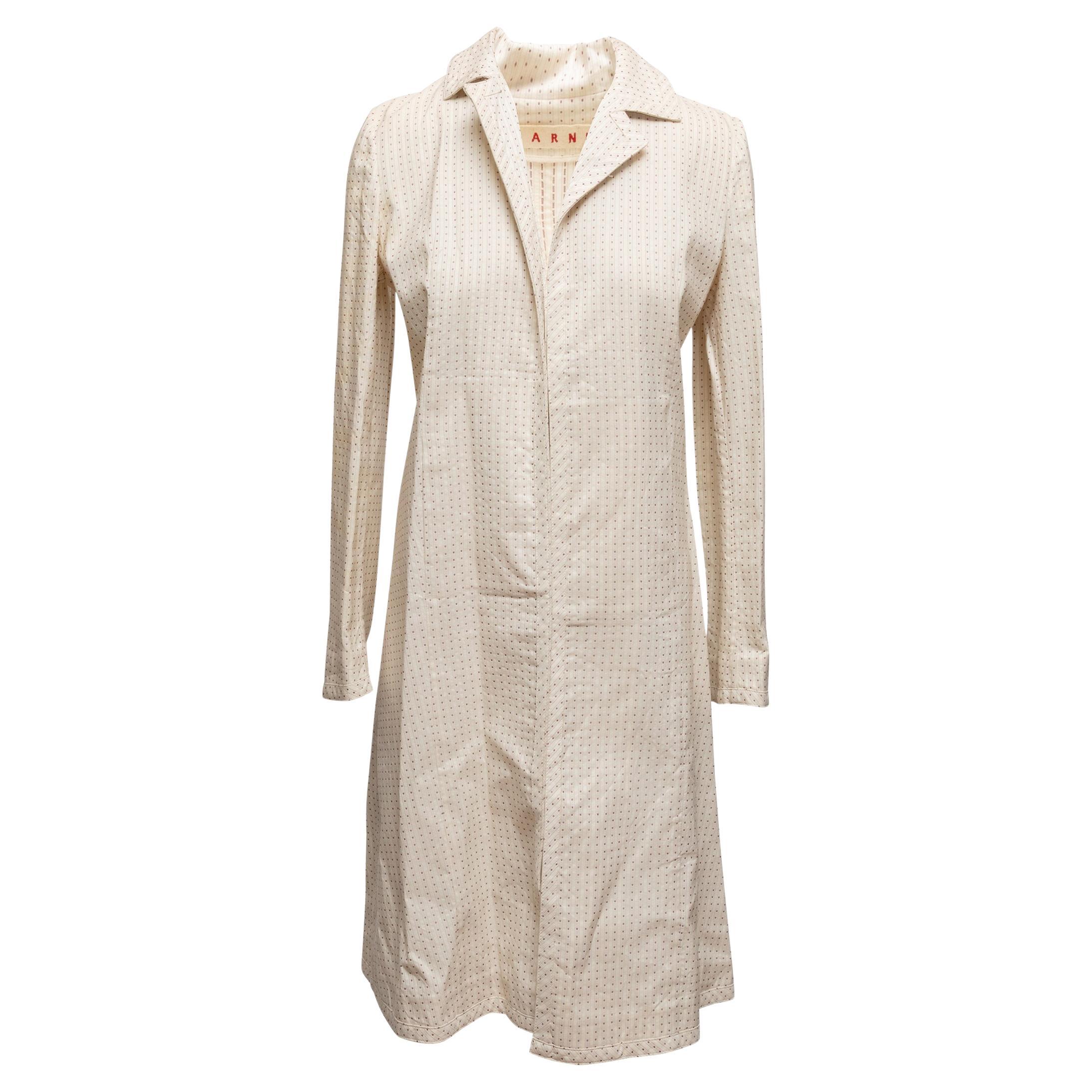 Cream & Brown Marni Dotted Trench Coat Size IT 42 en vente