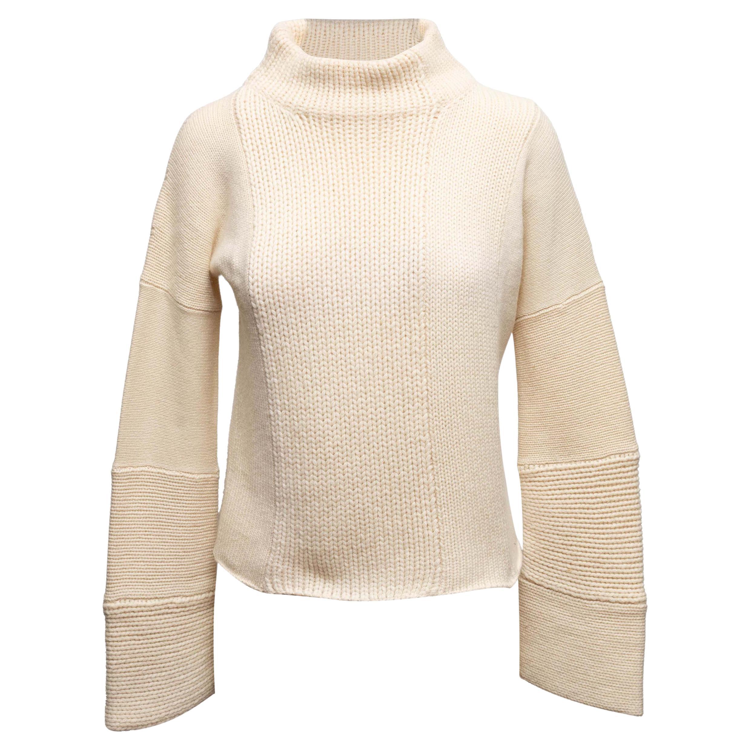 Cream Brunello Cucinelli Cashmere Mock Neck Sweater