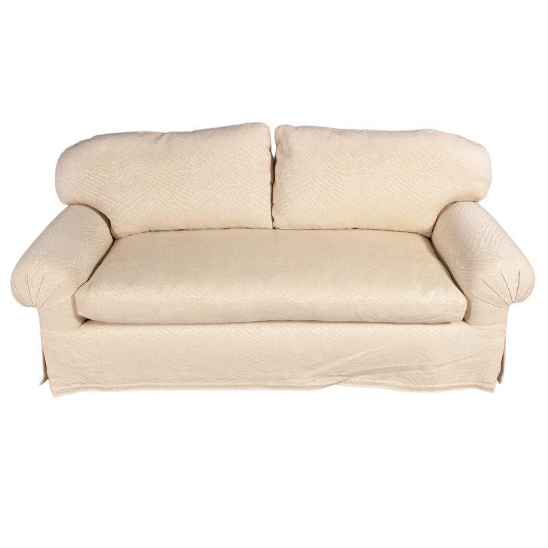 20th Century Cream Brunschwig & Fils Upholstered Roll Arm Sofa