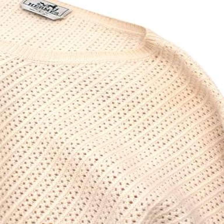 Cream Cashmere & Cotton Knitted Jumper For Sale 2