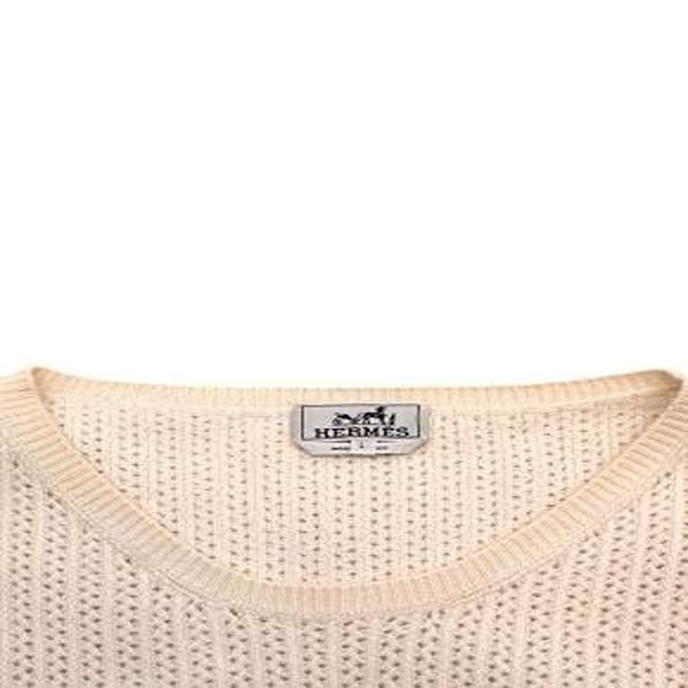 Cream Cashmere & Cotton Knitted Jumper For Sale 3