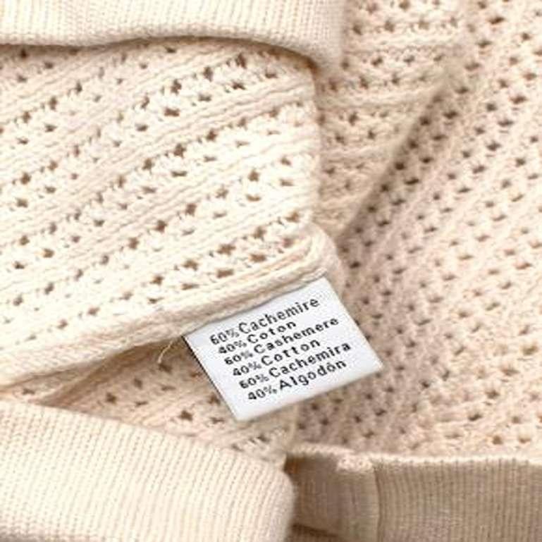 Cream Cashmere & Cotton Knitted Jumper For Sale 4