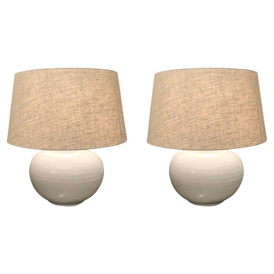 Jean Besnard Brown and Cream Single Ceramic Lamp, France, Mid-Century ...