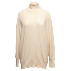 Chanel Cremefarbener Rollkragenpullover aus Kaschmir Größe US M/L