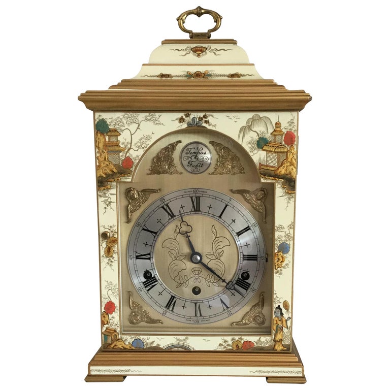 Cream Chinoiserie Mantel Clock by Elliott of London For Sale at 1stdibs