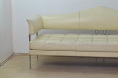Cream Color Leather and Chromed Steel Sofa Hydra Model, for Poltrona Frau, 1990s