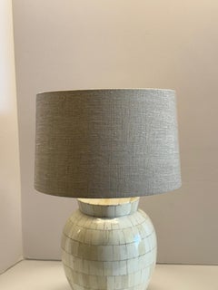 Cream Color Pieced Bone Pair Lamps, Indonesia, Contemporary