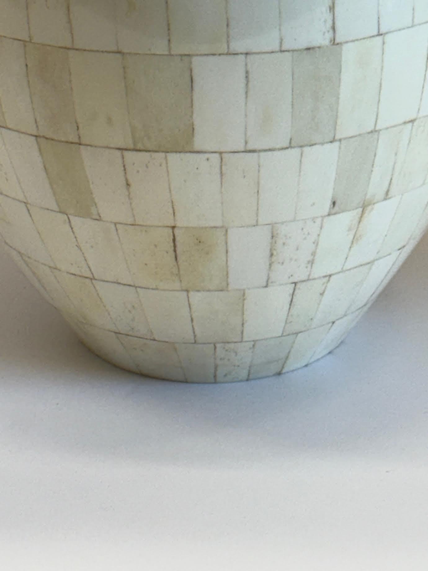 Indonesian Cream Color Pieced Bone Pair Lamps, Indonesia, Contemporary