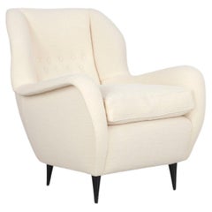 Retro Cream Color Reupholstered Italian Wing Chair of the 1950s