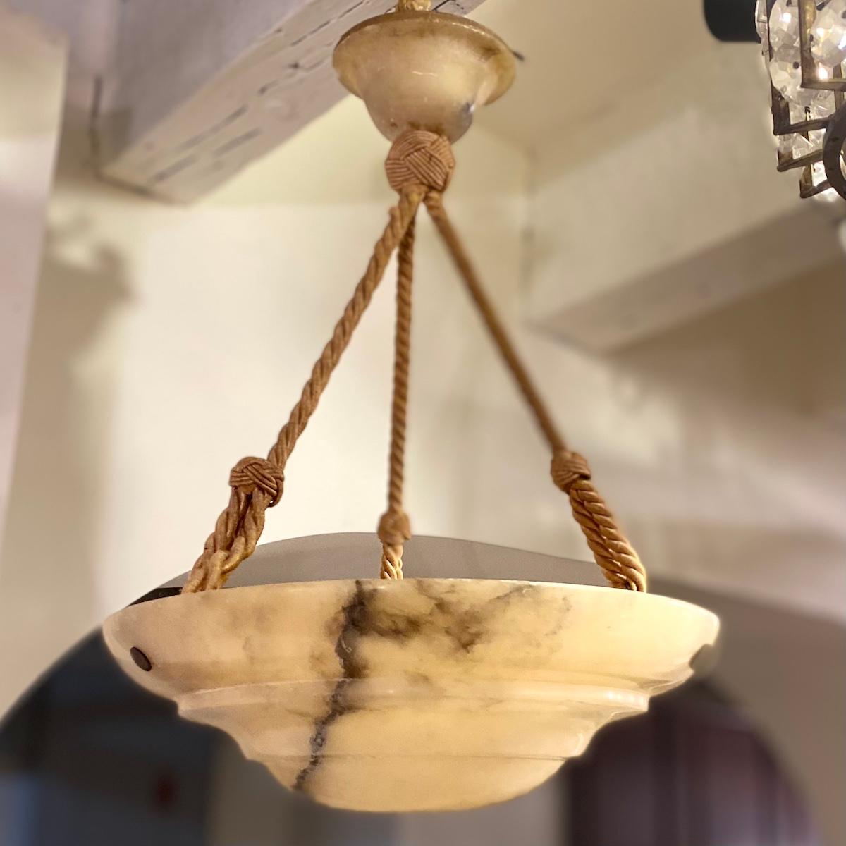 French Cream Colored Alabaster Fixture For Sale