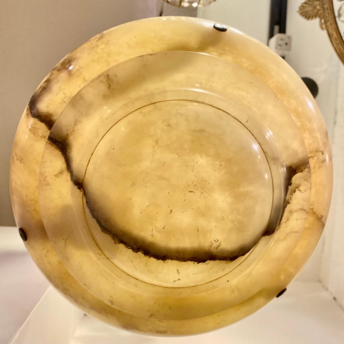 Cream Colored Alabaster Fixture In Good Condition For Sale In New York, NY