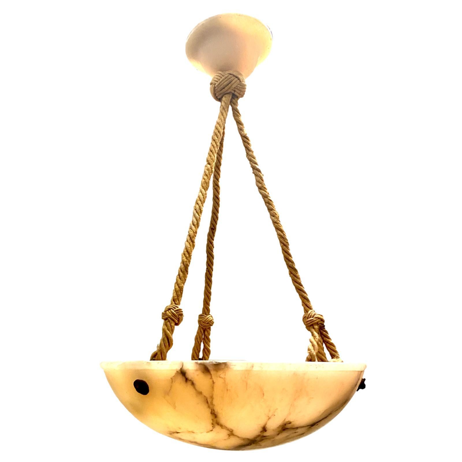 Hand-Carved Cream Colored Alabaster Light