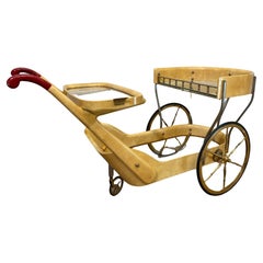 Carrito de Bar Aldo Tura Color Crema, Italia Años 60