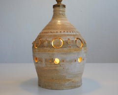Cream colored ceramic table lamp by Georges Pelletier, France 1960-1970