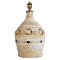 Cream colored ceramic table lamp by Georges Pelletier, France 1960-1970