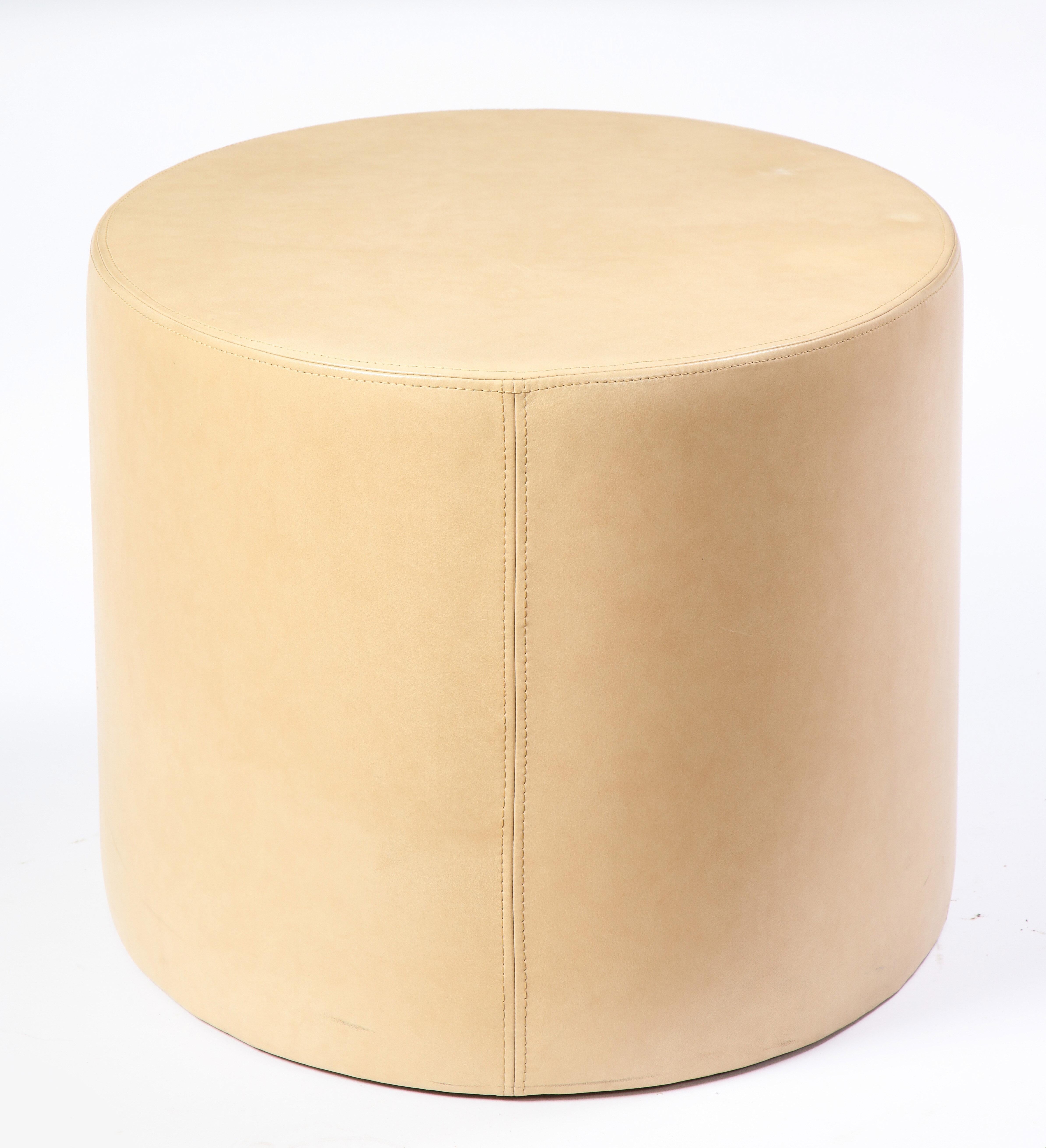 20th Century Cream-Colored Low Table Upholstered in Leather, Modern For Sale