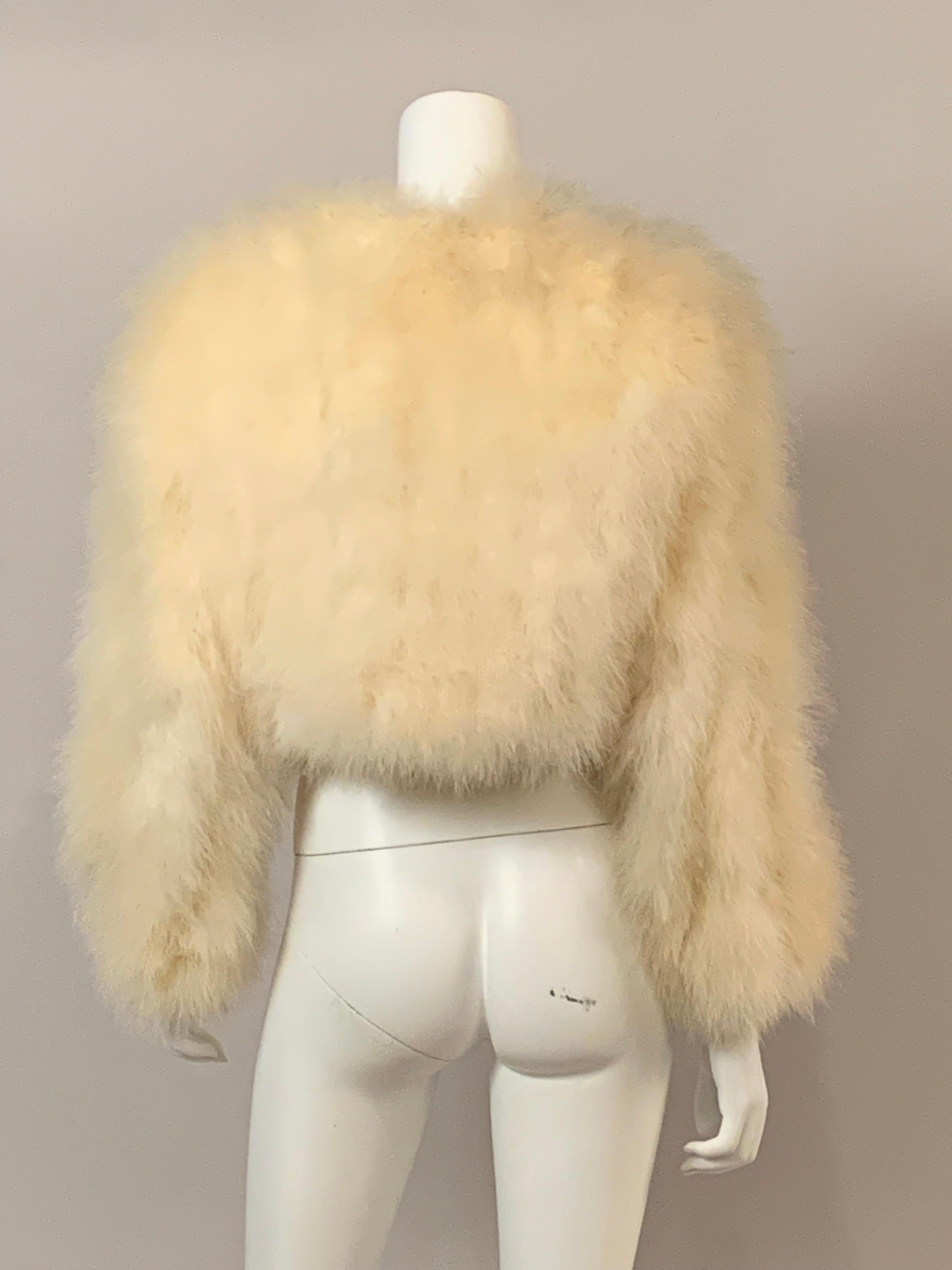 Women's Cream Colored Marabou Feather Jacket For Sale