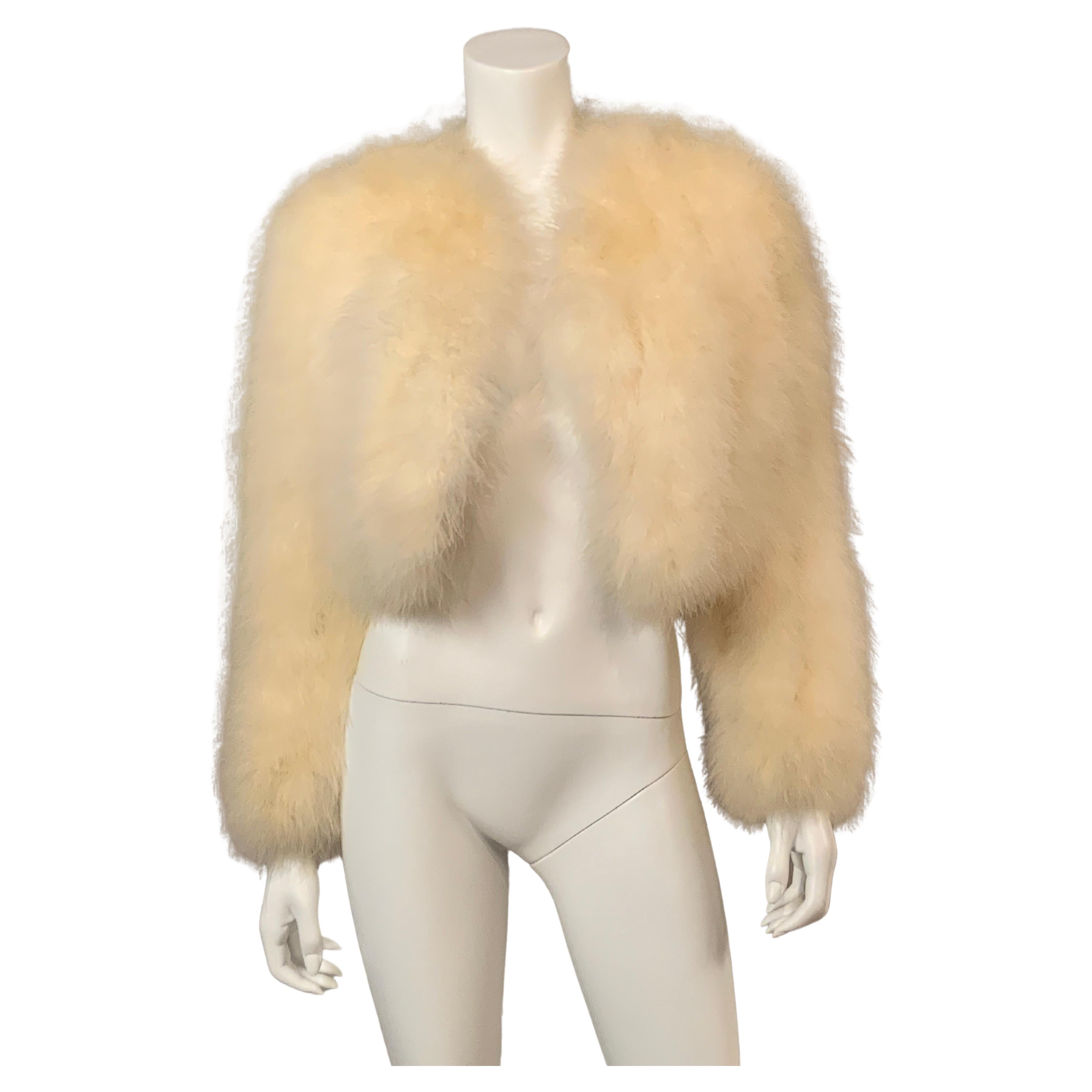 Cream Colored Marabou Feather Jacket For Sale