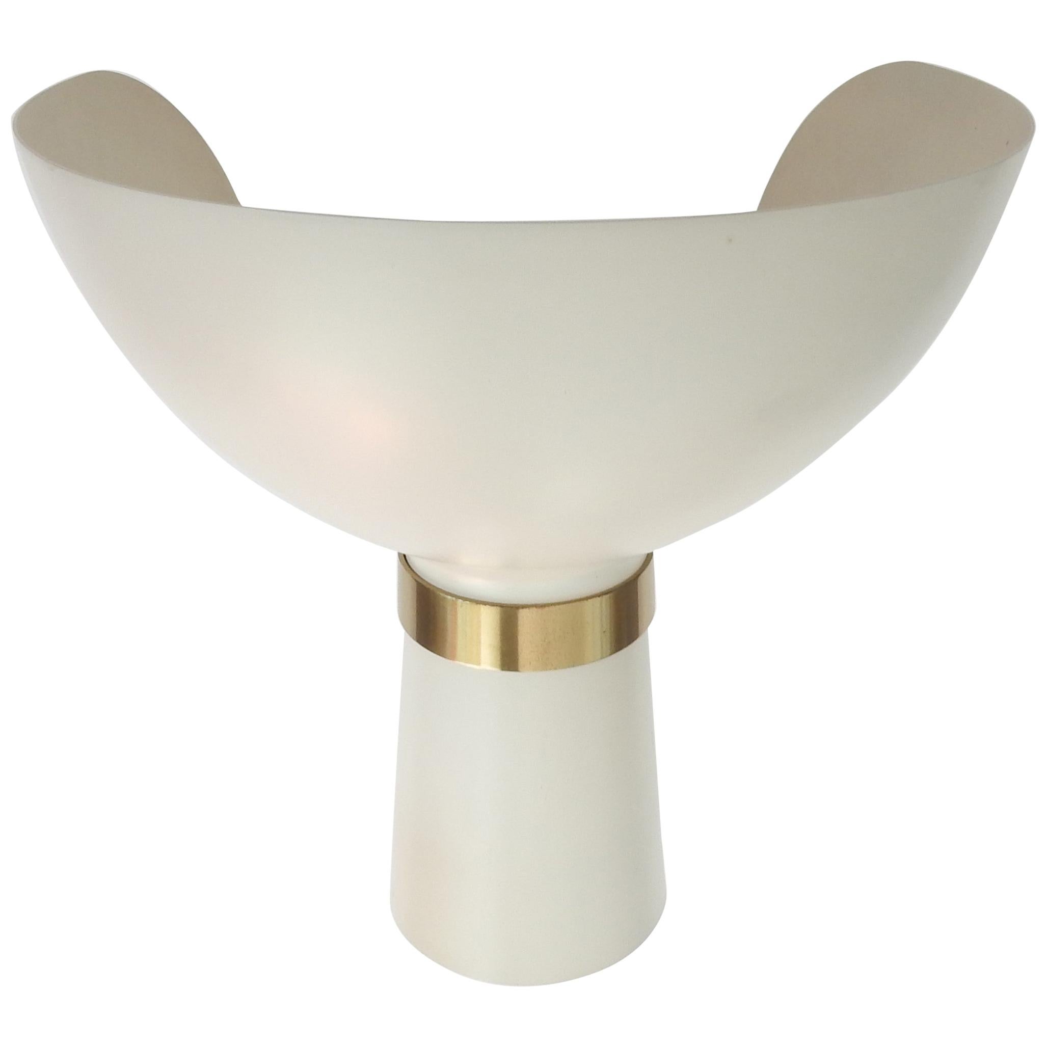 Cream Colored Metal and Brass Diabolo Shaped Wall Lamp, 1960s