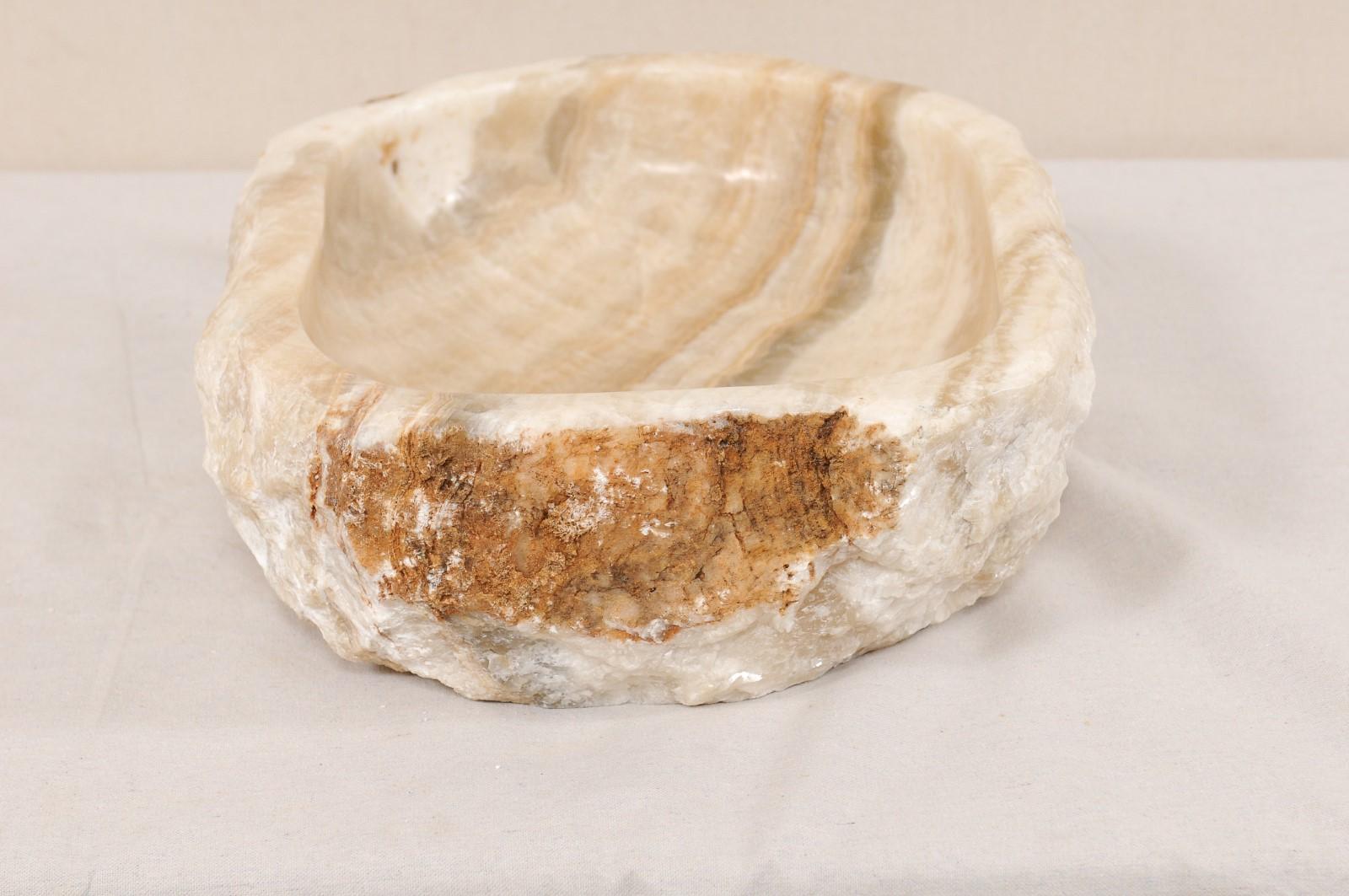 Cream Colored Natural Polished Onyx Sink Basin 1