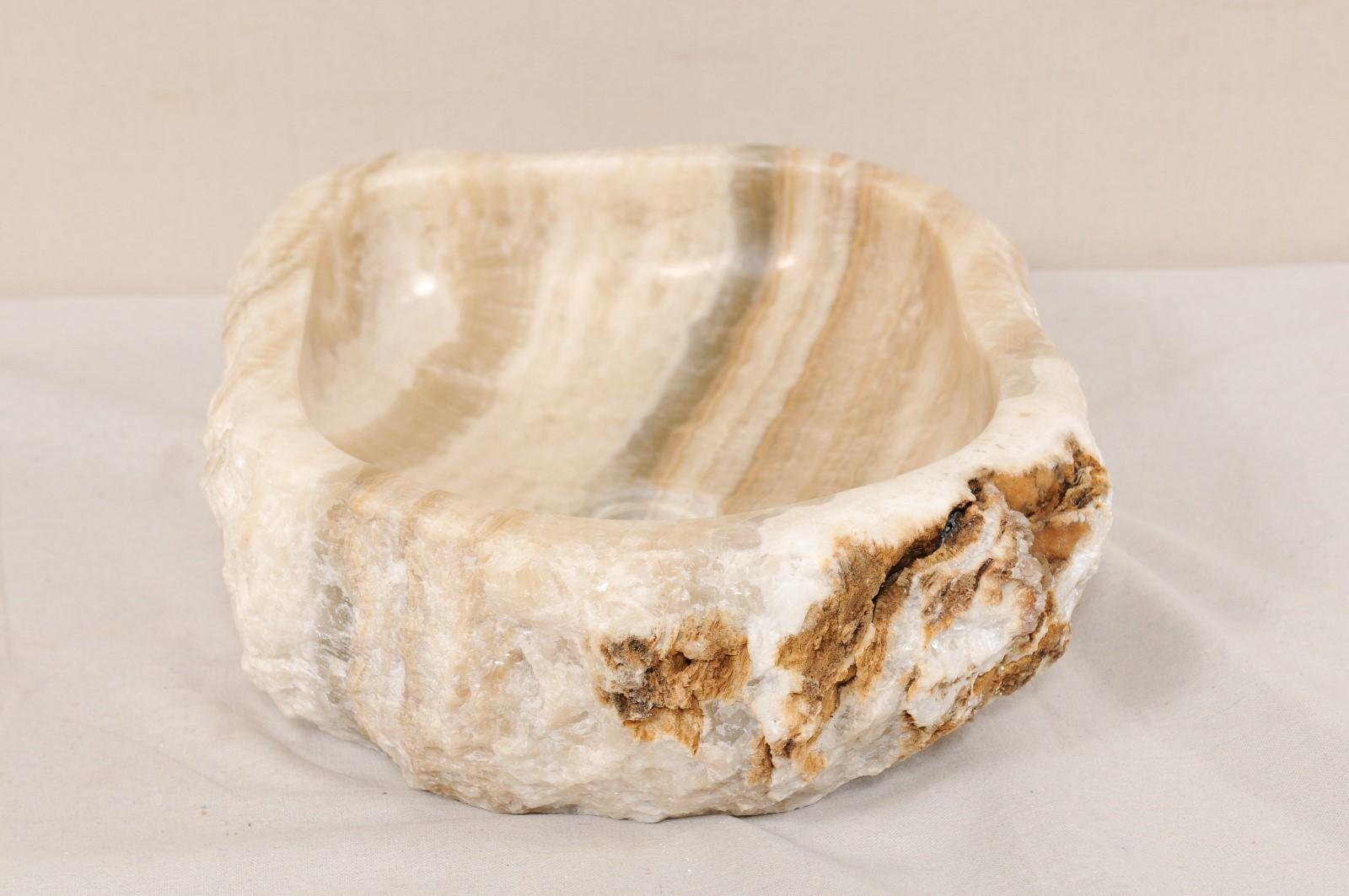 Cream Colored Natural Polished Onyx Sink Basin 2