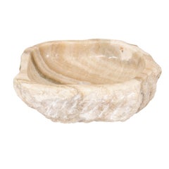 Lavandino in onice naturale lucidato color crema